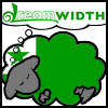 Dreamsheep with its wool patterned after the Esperanto flag; its head is to the left, partly covering the star
