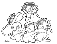 Ragtime pokemon quartet Chikorita, Cyndaquil, Totodile, and Pichu