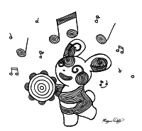 Spinda plays the tambourine