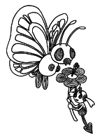 Butterfree sniffs Floette's flower